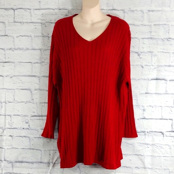 🎟️BOGO FREE🎟️ Designs By Lane Bryant Red Sweater Sz 18/20 - Picture 1 of 5
